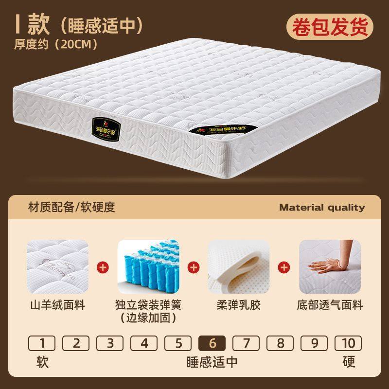 香港澳門包郵捲包壓縮盒子牀墊獨立彈簧牀墊軟墊家用乳膠墊出租屋