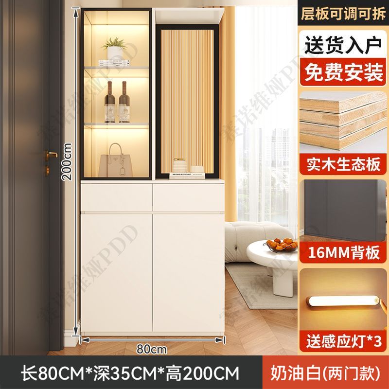 實木鞋櫃入戶正對門口屏風隔斷客廳遮擋儲物玄關櫃輕奢靠牆置物櫃