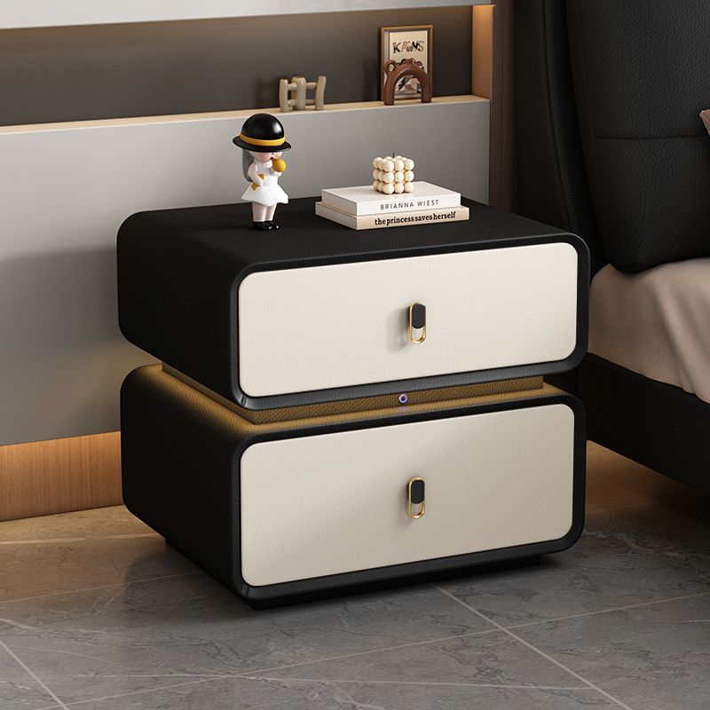 高級實木輕奢簡約奶油現代家用皮質臥室免安裝整裝小型收納牀頭櫃