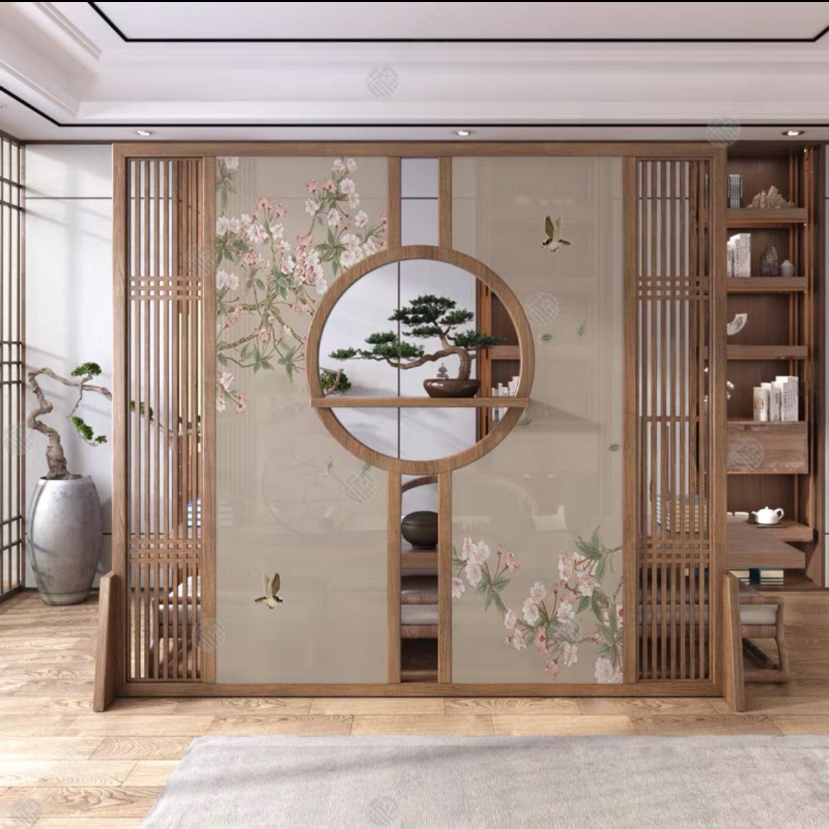 新中式屏風隔斷客廳實木進門玄關辦公室茶室入戶遮擋國風禪意座屏
