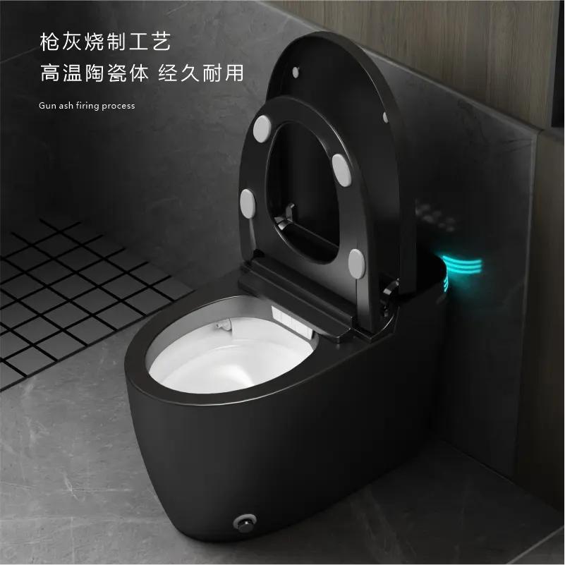 米枪灰色智能马桶家用全自动虹吸式双水路一体黑色肤感坐便器泡泡