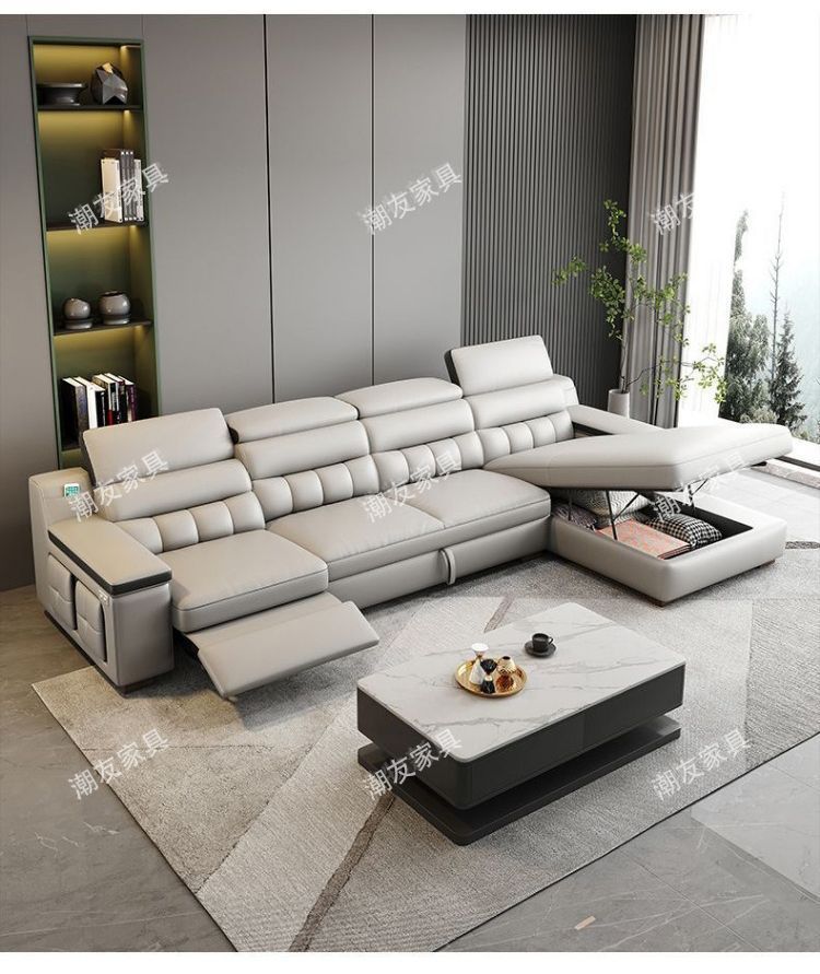 Factory Direct New Modern Minimalist Top-grain Cowhide Electric Multi-functional 2-in-1 Sofa Bed for Living Room