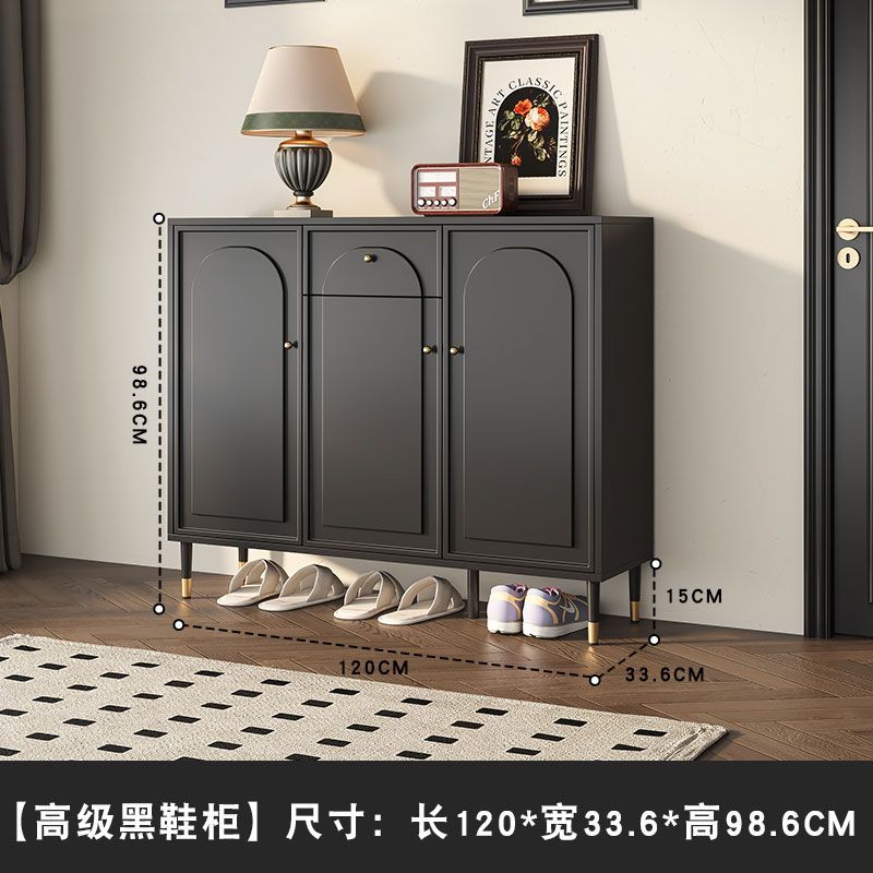 法式現代簡約黑色鞋櫃家用門口大容量入戶玄關一體儲物櫃收納新款