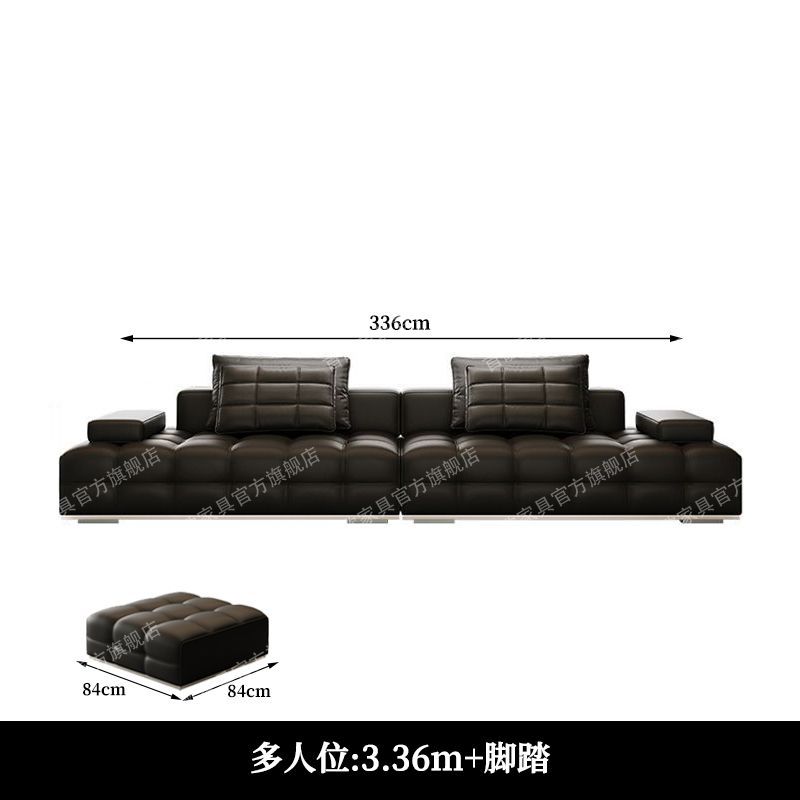2025新款勞倫斯真皮輕奢意式極簡客廳設計師別墅大小戶型皮藝沙發