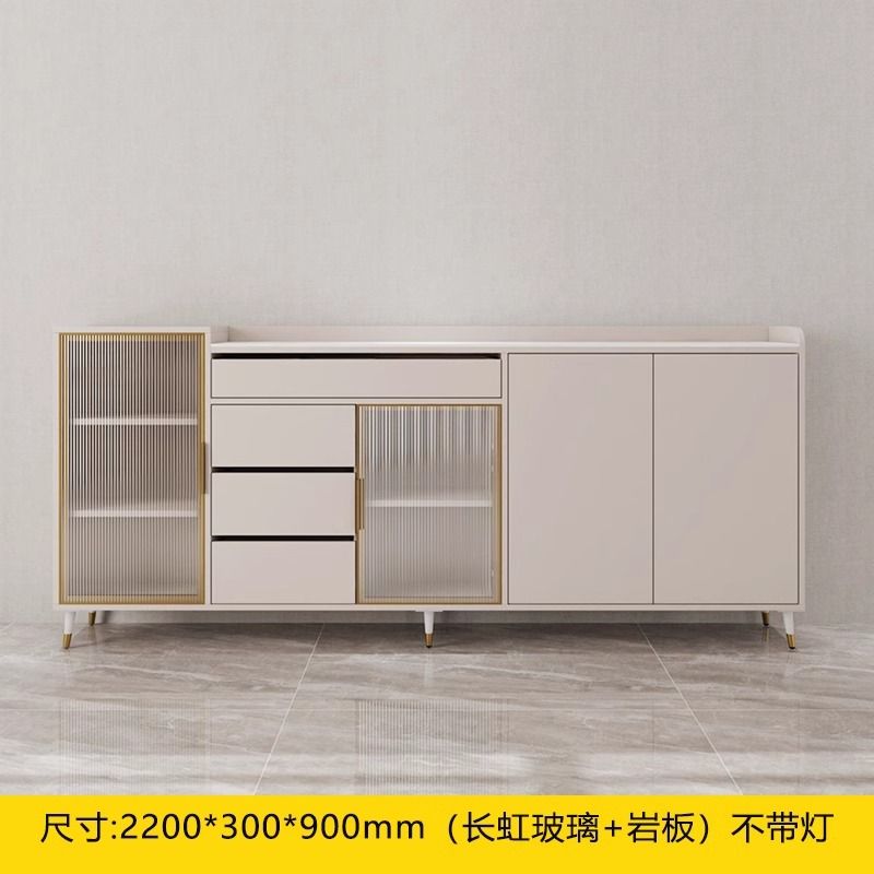 客厅沙发背柜奶油风岩板餐边柜实木多层板横厅隔断柜后靠背柜矮柜