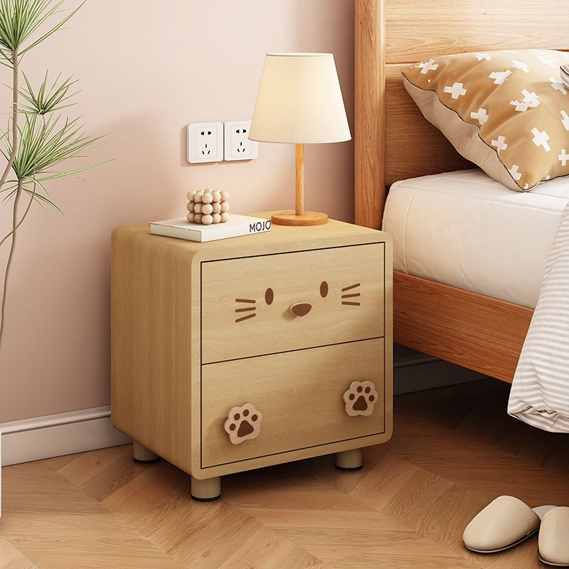 兒童牀頭櫃奶油風實木邊櫃卡通可愛收納櫃臥室邊幾創意儲物櫃小型