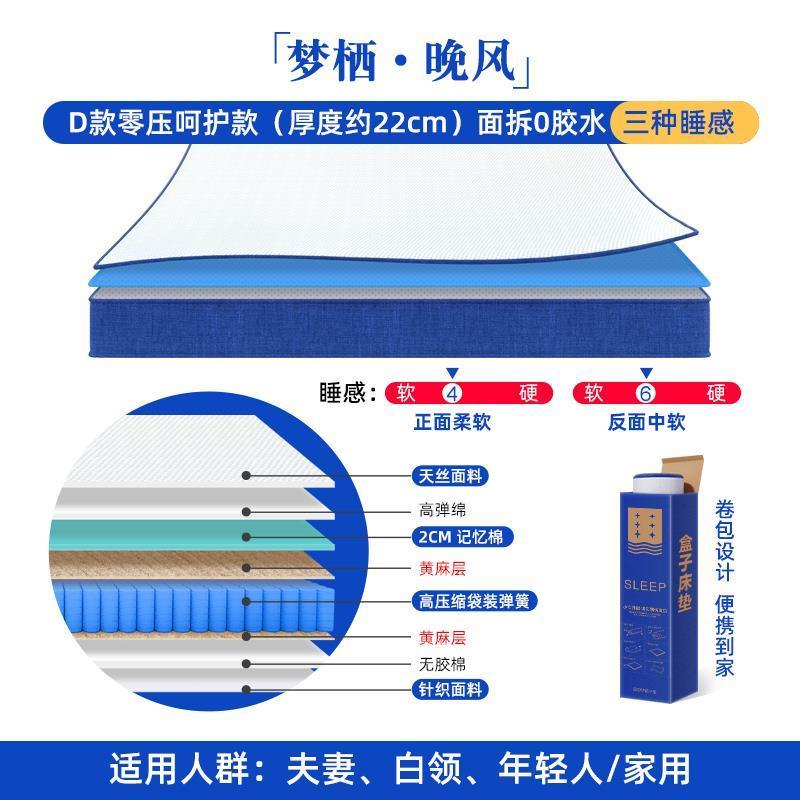 高壓縮捲包盒子牀墊記憶棉家用軟墊獨立彈簧零壓席夢思可拆洗定做