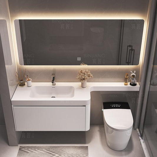 高端可麗耐一體盆浴室櫃衛生間洗漱臺洗手洗臉檯盆延伸定製櫃組合