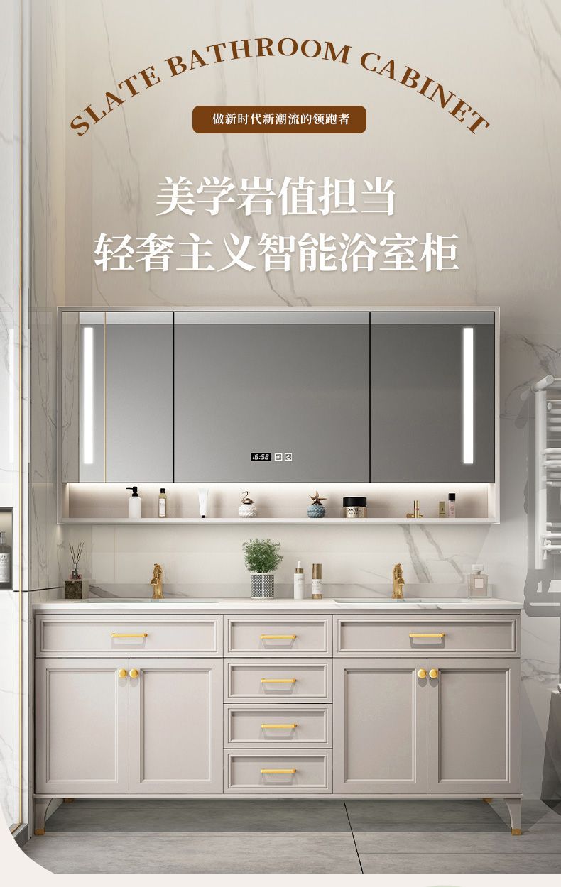 輕奢簡約現代北歐落地橡木雙盆衛浴室櫃組合衛生間美式洗手臉臺盆