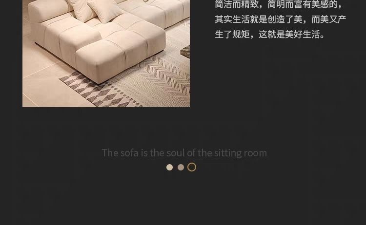 現代簡約客廳小戶型意式極簡磨砂布藝泡芙沙發豆腐塊科技布沙發