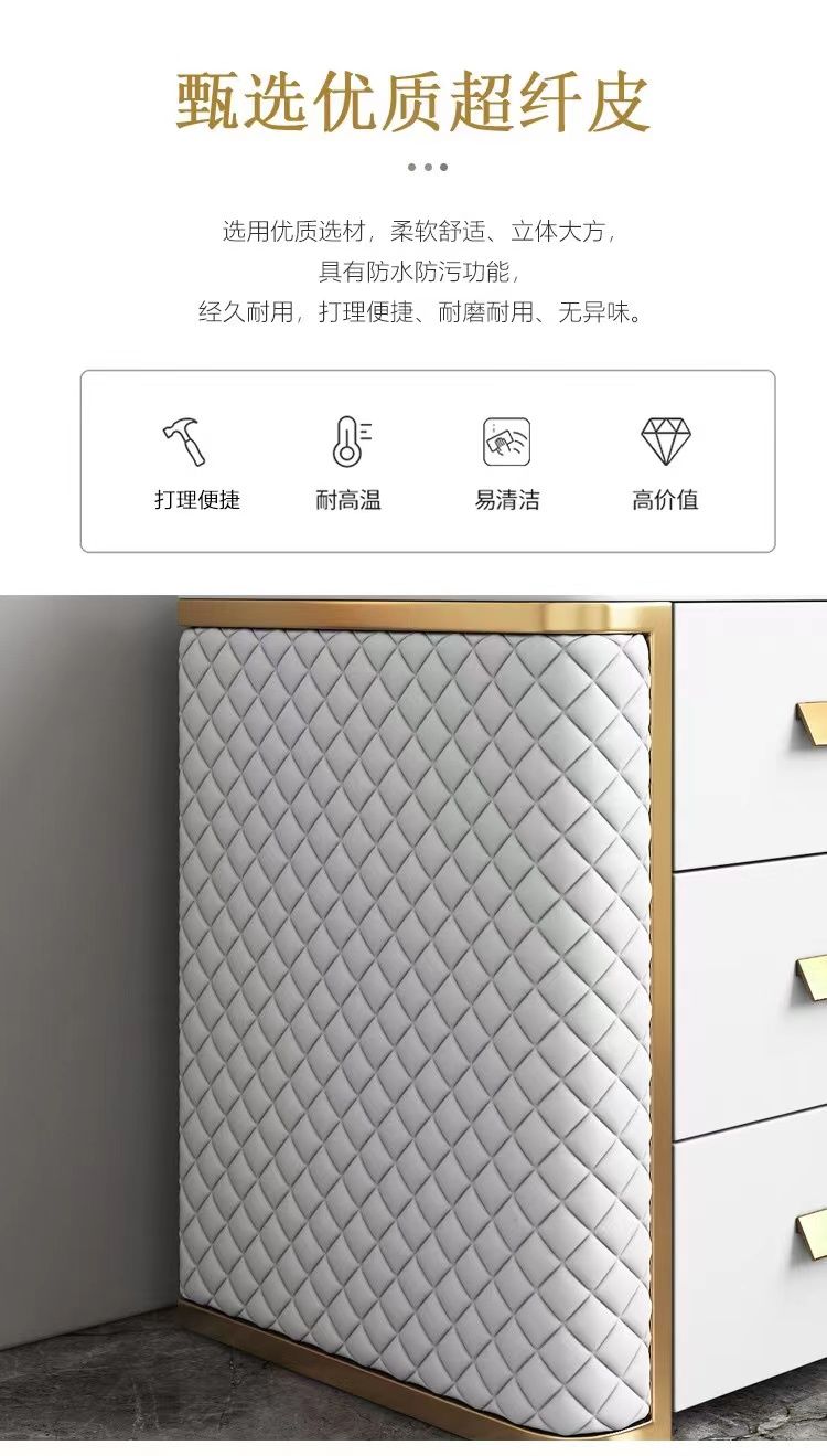 巖板實木輕奢牀頭櫃現代簡約免安裝高端三抽臥室牀邊櫃網紅收納櫃