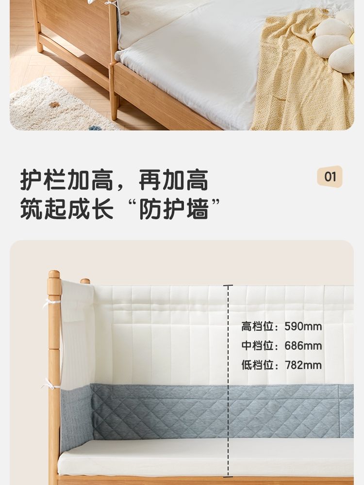 [林氏家居]新生嬰兒拼接牀兒童牀寶寶牀邊加寬加高護欄大人可睡