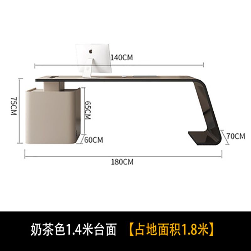 意式極簡奶油風巖板書桌輕奢現代老闆辦公桌書房電腦桌家用寫字檯