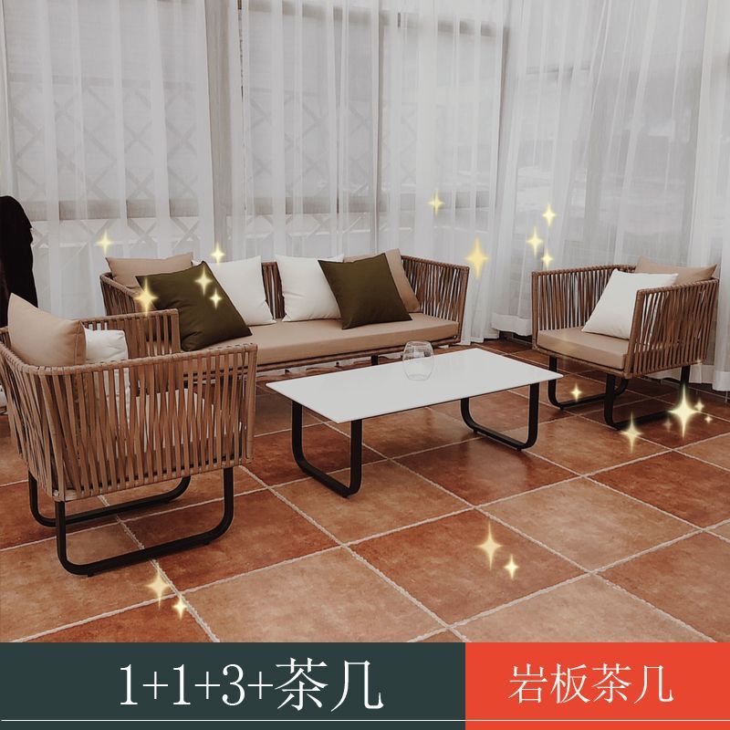 户外沙发藤编沙发椅组合民宿防水会所庭院室外休闲阳台客厅藤沙发