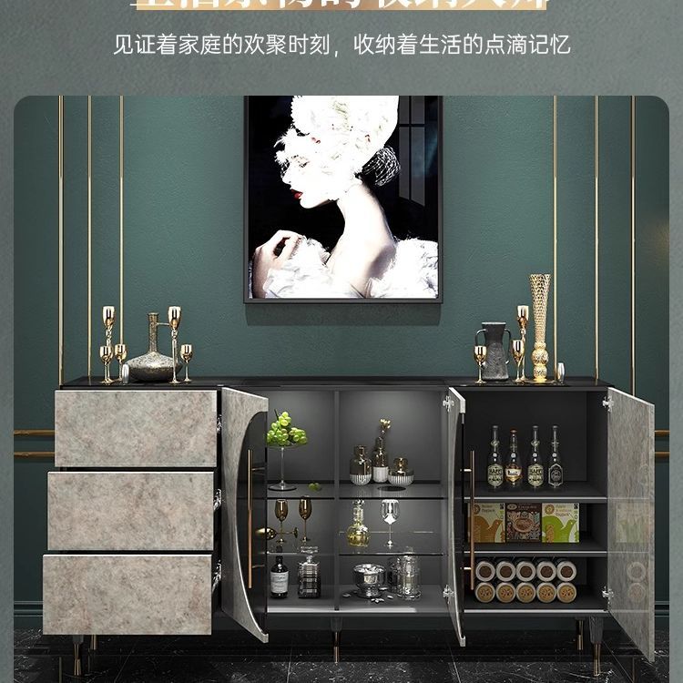 意式輕奢極簡餐邊櫃客廳靠牆玄關儲物櫃現代高檔家用茶水櫃子定製