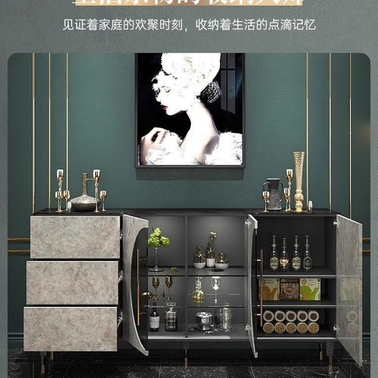 意式輕奢極簡餐邊櫃客廳靠牆玄關儲物櫃現代高檔家用茶水櫃子定製