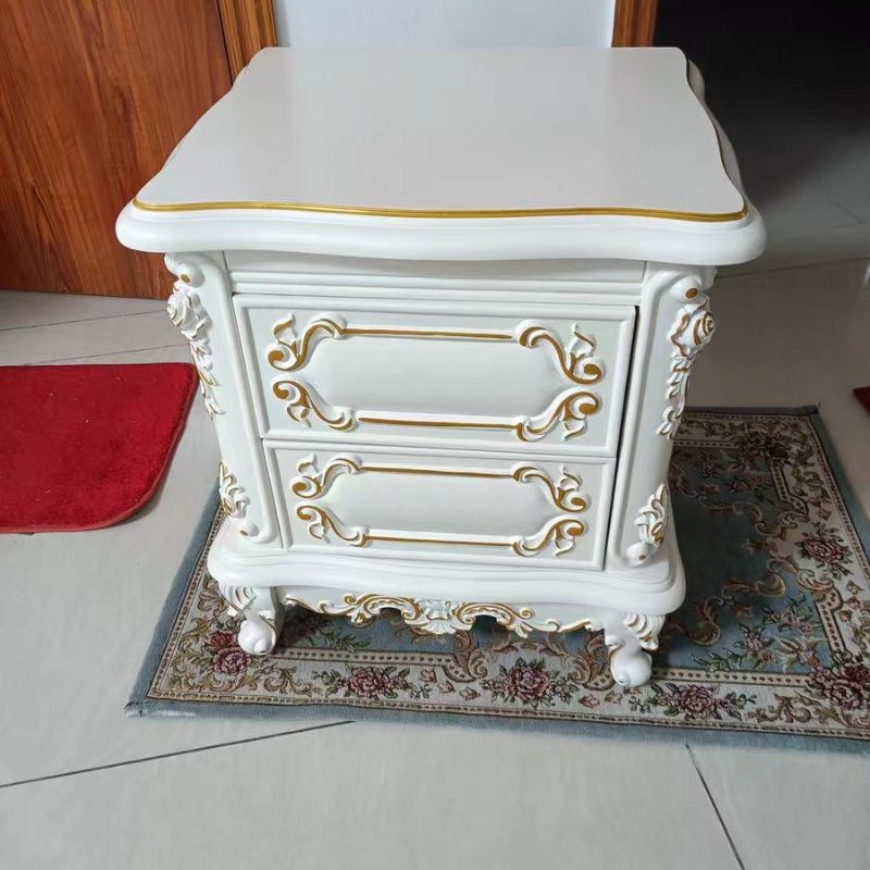 全實木歐式牀頭櫃雕花復古家用奢華法式臥室家用牀邊櫃高檔儲物櫃