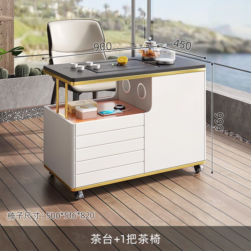 移动茶桌家用小户型乌金石茶台功夫茶几北欧多功能阳台小茶车