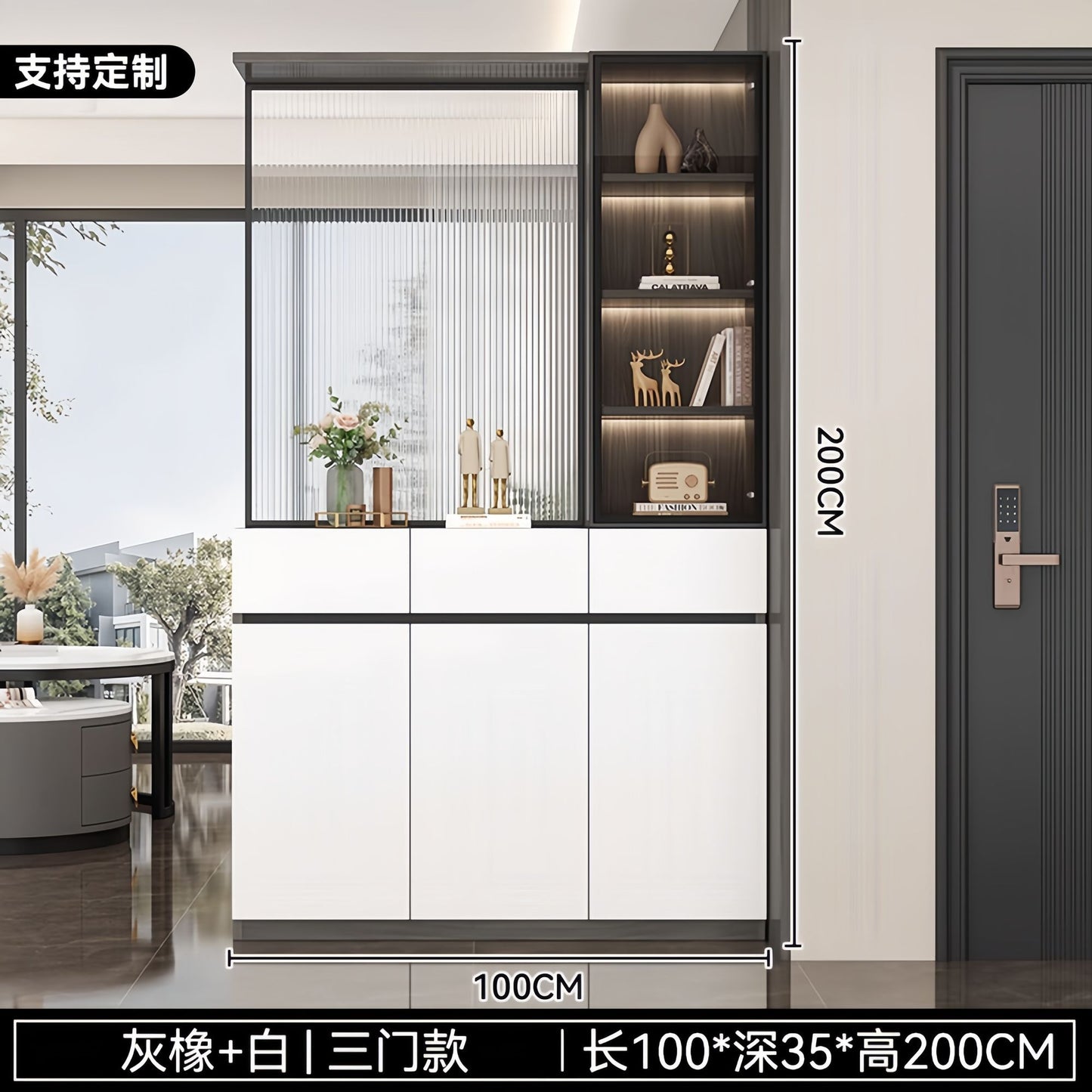 玄關櫃入戶正對門客廳屏風隔斷置物架一體實木鞋櫃現代簡約門廳櫃