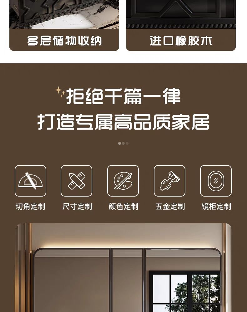 橡木雙盆法式復古浴室櫃組合衛生間子母高低櫃洗漱臺洗手盆可麗耐