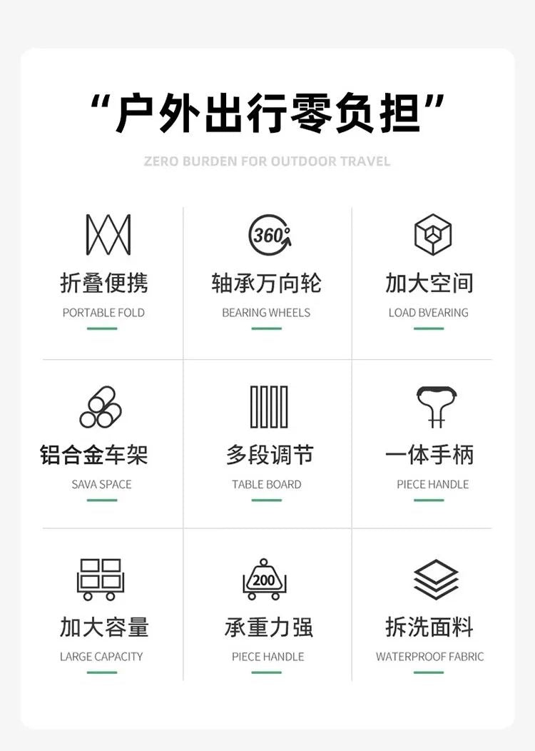 賽驢鋁合金露營車超大野營拖車戶外營地車摺疊購物擺攤野餐手推車