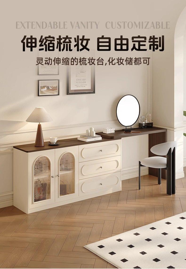 法式復古梳妝檯化妝桌小戶型臥室轉角鬥櫃一體收納櫃高級感置物櫃