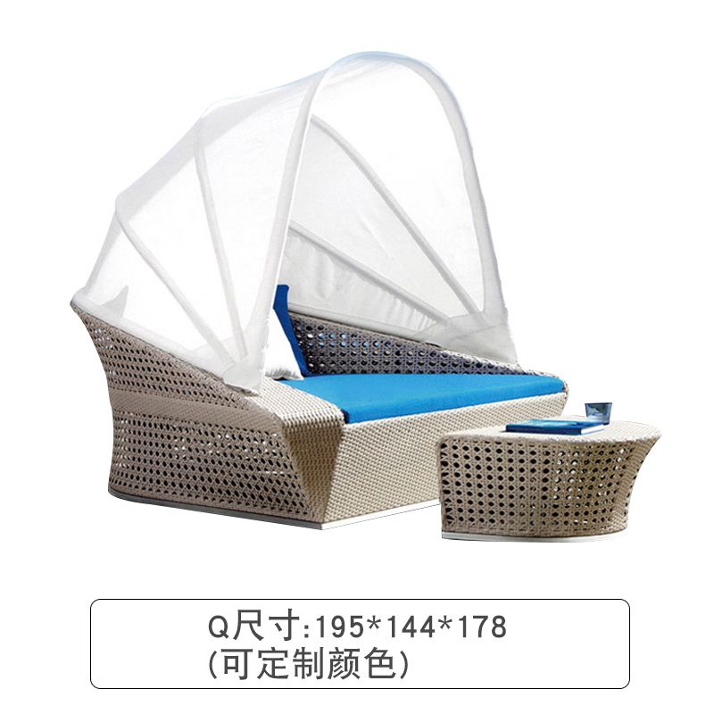 户外休闲躺床圆床室外酒店创意藤编家具别墅泳池沙滩椅沙发床躺椅