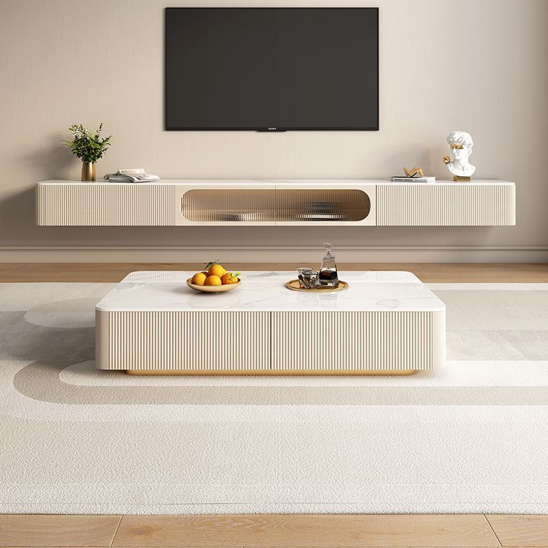 翻蓋櫃門新款高端懸空電視櫃茶几組合巖板懸掛式現代簡約浮浮