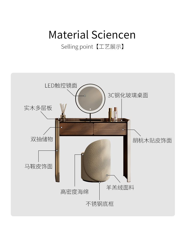 梳妝檯小戶型窄小2025新款意式輕奢高級感化妝桌現代極簡臥室妝臺