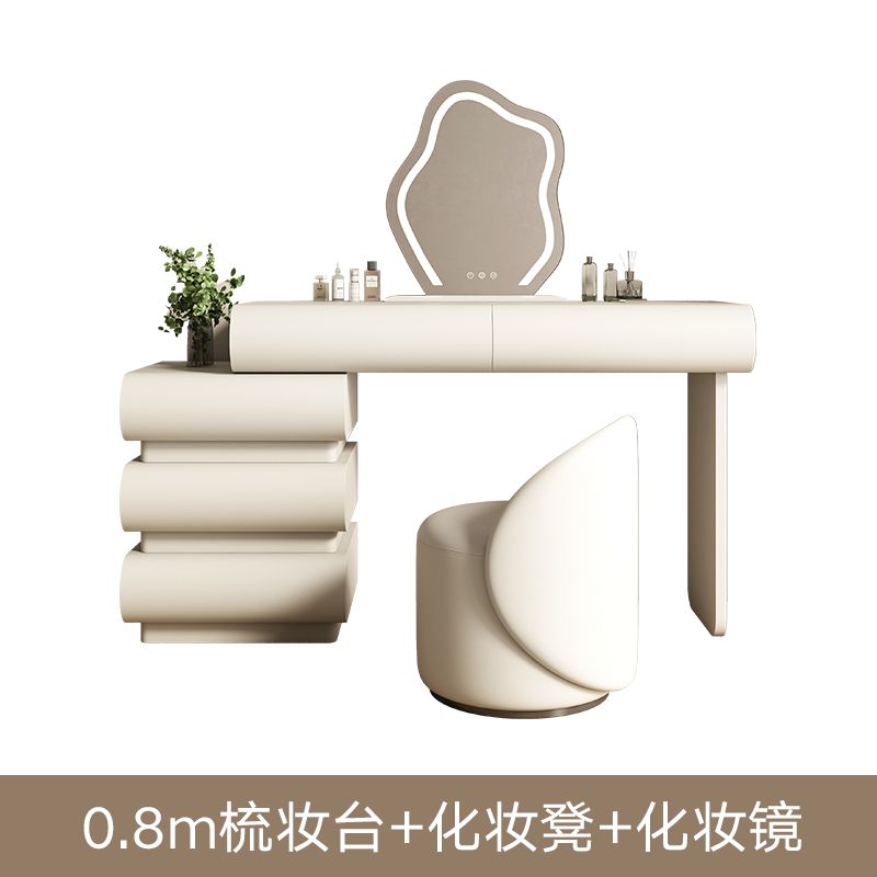 奶油風梳妝檯鬥櫃一體小戶型簡約現代臥室化妝桌輕奢ins風化妝臺