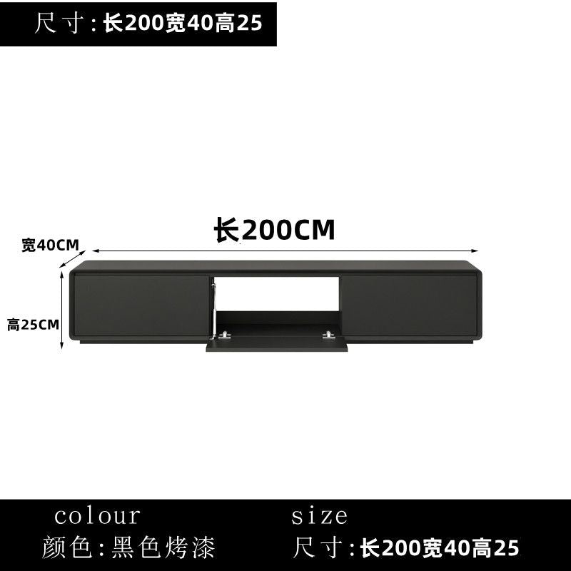 意式輕奢實木電視櫃組合 小戶型客廳黑色烤漆電視櫃中間鏤空背部