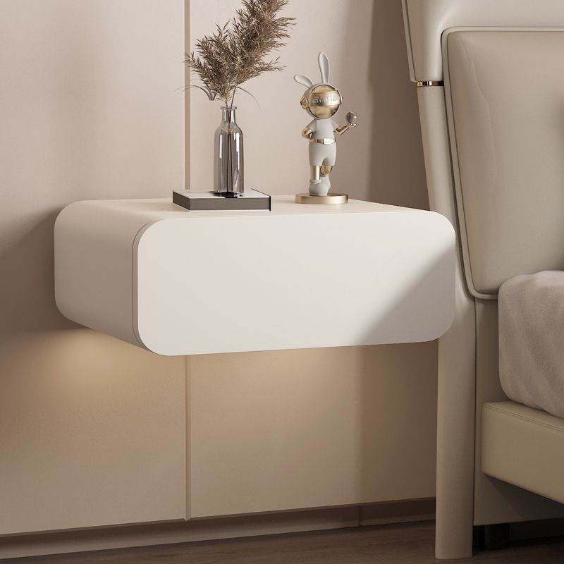 全實木懸浮牀頭櫃牀邊櫃極簡風網紅櫃儲物白色懸掛輕奢掛牆牀頭櫃