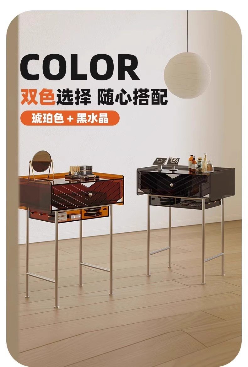 亞克力化妝桌梳妝檯小戶型臥室高級簡約現代迷你輕奢窄化妝臺