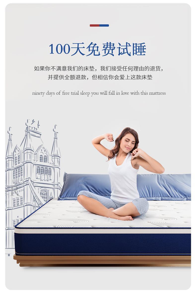 藍色記憶棉盒子壓縮捲包牀墊家用臥室乳膠獨立彈簧席夢思軟墊名牌