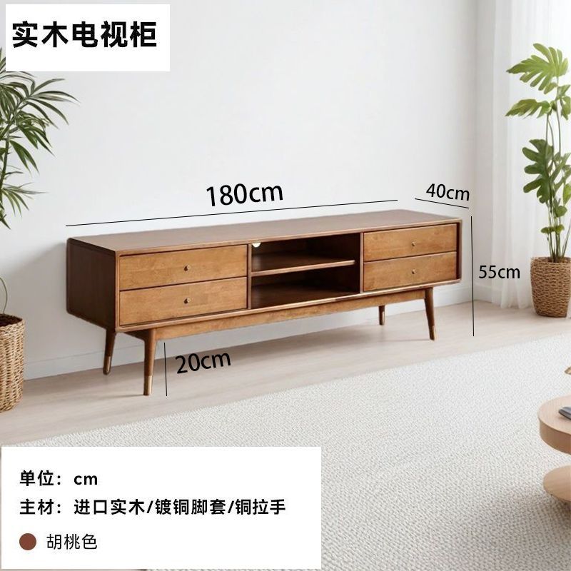 法式中古實木電視櫃北歐小戶型客廳地櫃簡約加高櫃推拉門電視機櫃