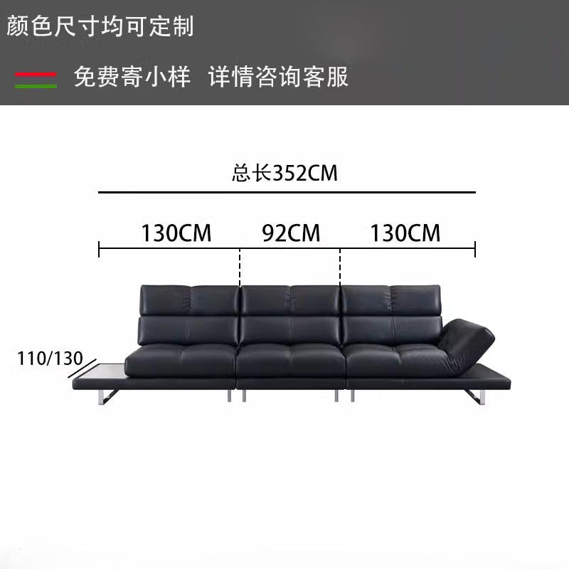 意式极简全真皮黑色罗马沙发客厅可调节靠背转角别墅模块组合沙发
