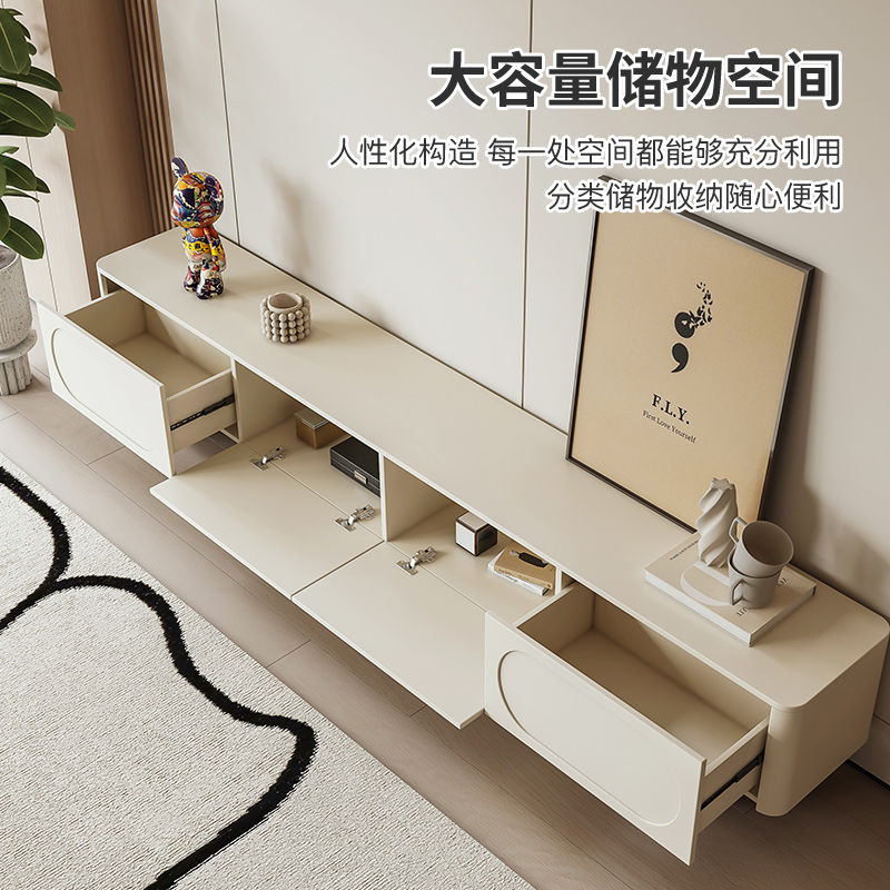 伊阳法式奶油风电视柜家用茶几电视柜组合落地客厅轻奢实木电视柜