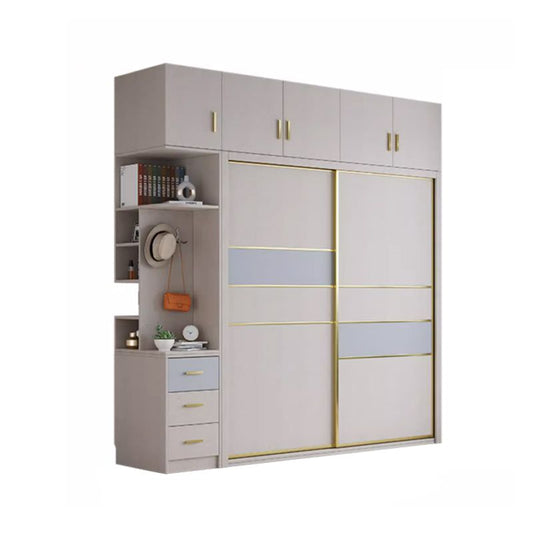 實木推拉門衣櫃簡約現代家用臥室櫃子輕奢小戶型組合收納儲物櫃