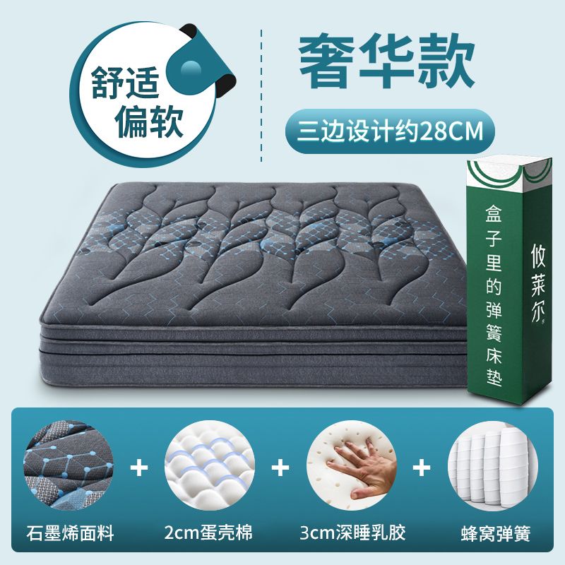 攸萊爾超軟壓縮捲包牀墊2.2米彈簧五星級酒店乳膠席夢思石墨烯1.8