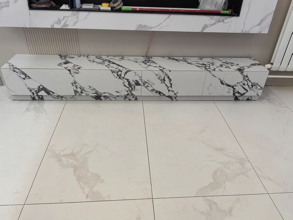 法式寶格麗白巖板電視櫃極簡約現代輕奢超長款地櫃巖板地臺背景櫃