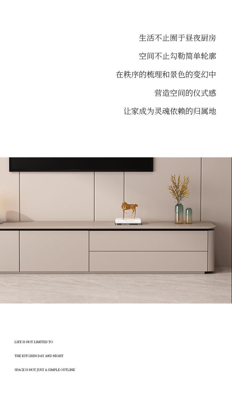 【可定製】法式落地白電視櫃收納儲物櫃奶油風高款客廳茶几北歐