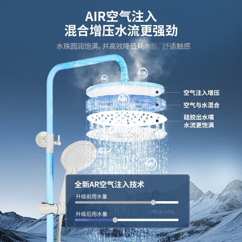 潛水艇新款淋浴奶油花灑套裝增壓白色家用淋浴器噴頭衛浴衛生間