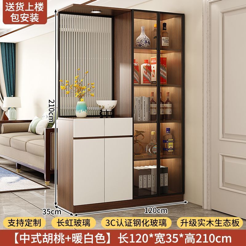 實木入戶玄關櫃鞋櫃一體客廳隔斷屏風櫃正對門儲物門廳櫃中古定製