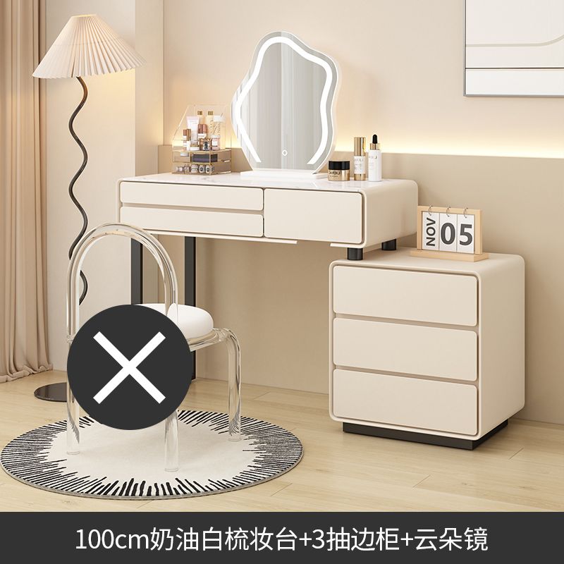 2025新款梳妆台卧室斗柜一体现代简约实木化妆桌床头柜小户型奶油