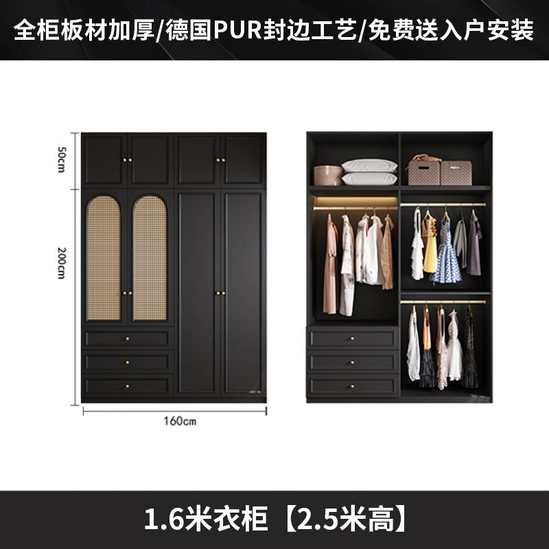 中古风衣柜黑色柜子衣柜家用卧室小户型现代简约边柜顶柜现货美式