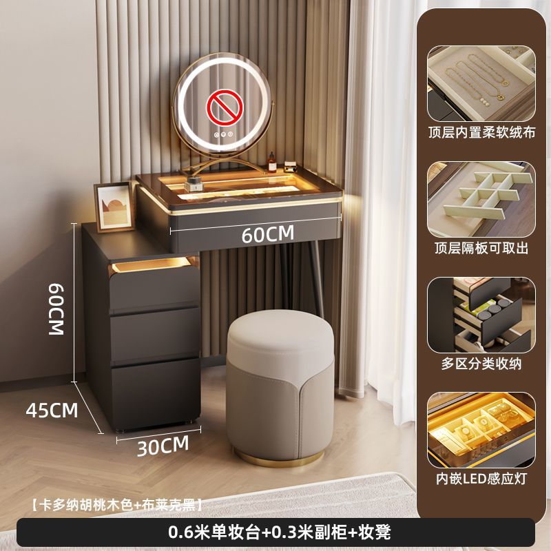 法式中古風梳妝檯小戶型化妝桌子牀頭櫃多功能收納伸縮化妝桌子