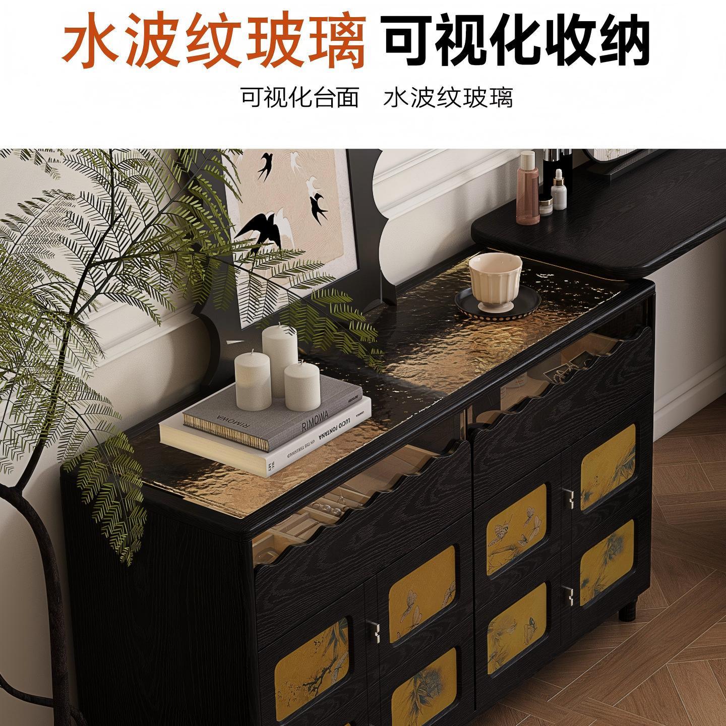 新款法式中古全實木梳妝檯家用臥室小戶型儲物書桌化妝桌一體櫃
