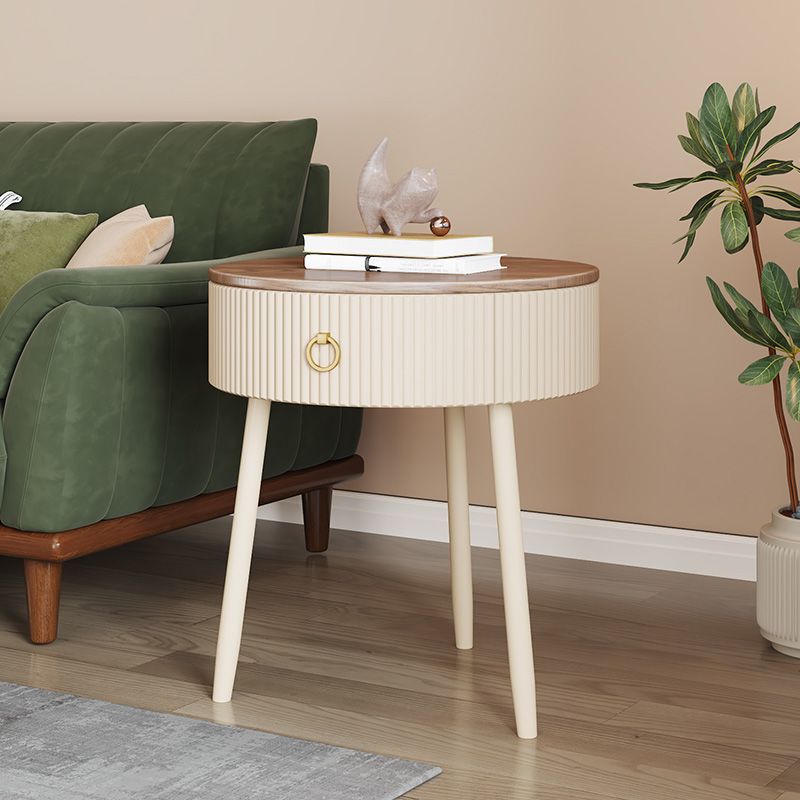 中古風創意邊幾客廳簡約圓形家用臥室牀頭櫃新款帶抽屜儲物置物架