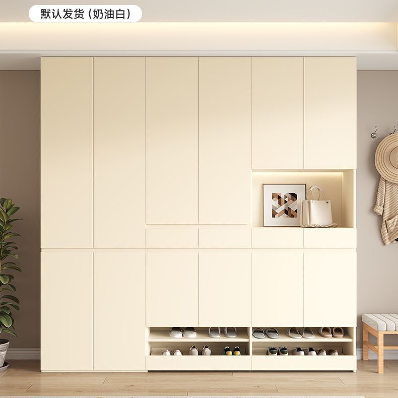 實木抽拉式鞋櫃家用門口玄關一體奶油風隔斷大容量儲物門廳櫃