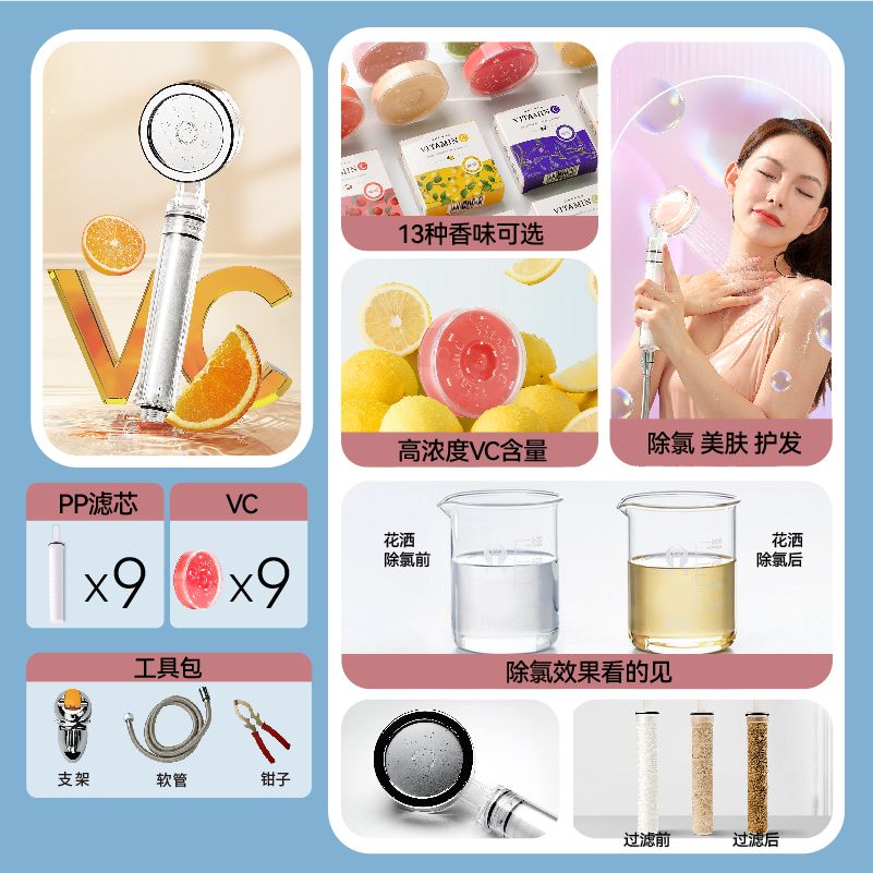 晨雨淨水過濾花灑過濾器增壓除氯美膚淋浴噴頭宿舍蓮蓬頭